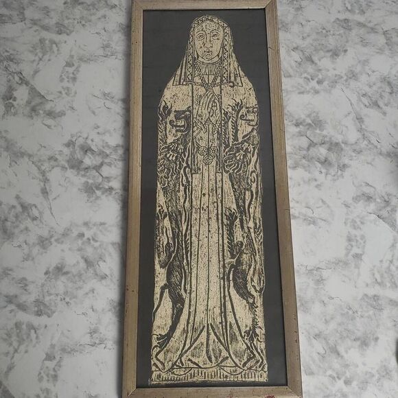 Vintage Stone Graves Rubbing Framed Photo - Picture 2 of 12